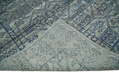 8x10 Hand Knotted Silver and Blue Traditional Persian Area Rug