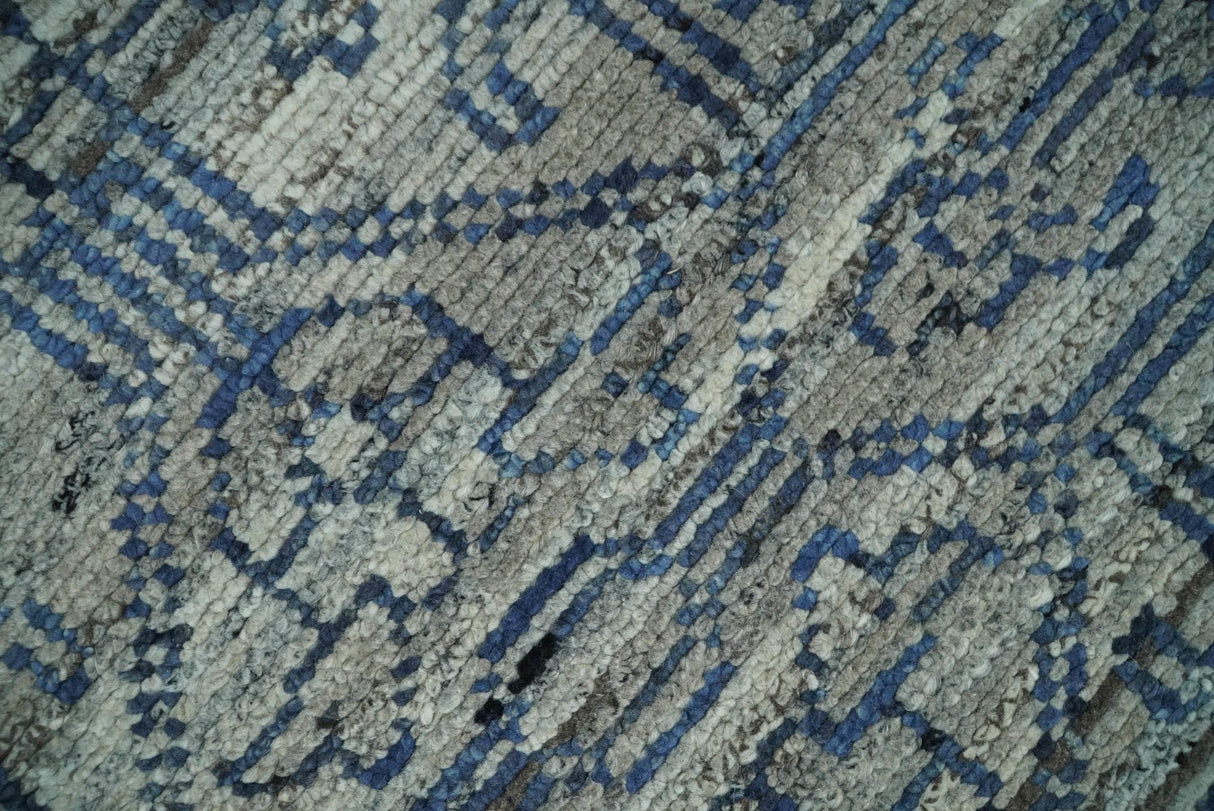 8x10 Hand Knotted Silver and Blue Traditional Persian Area Rug