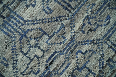 8x10 Hand Knotted Silver and Blue Traditional Persian Area Rug