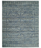 8x10 Hand Knotted Silver and Blue Traditional Persian Area Rug