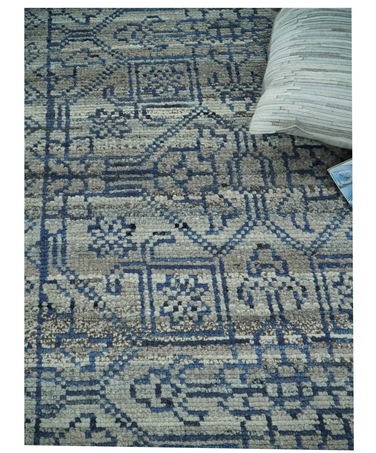 8x10 Hand Knotted Silver and Blue Traditional Persian Area Rug