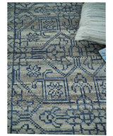 8x10 Hand Knotted Silver and Blue Traditional Persian Area Rug