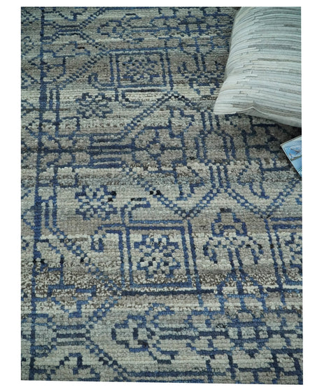 8x10 Hand Knotted Silver and Blue Traditional Persian Area Rug