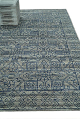 8x10 Hand Knotted Silver and Blue Traditional Persian Area Rug