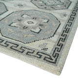 8x10 Hand Knotted Silver, Beige and Gray Traditional Low Pile Area Rug