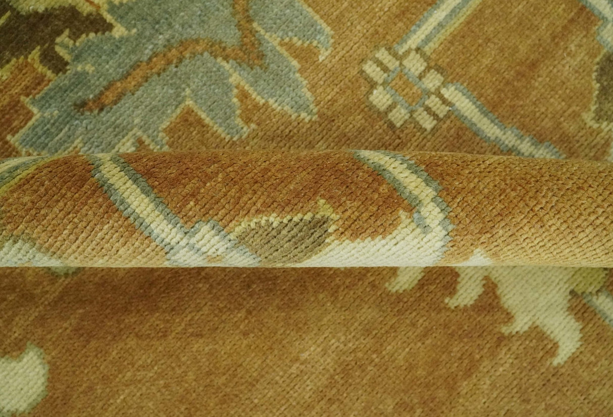 8x10 Hand Knotted Traditional Oushak Rust and Beige Area Rug