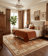 8x10 Hand Knotted Traditional Oushak Rust and Beige Area Rug