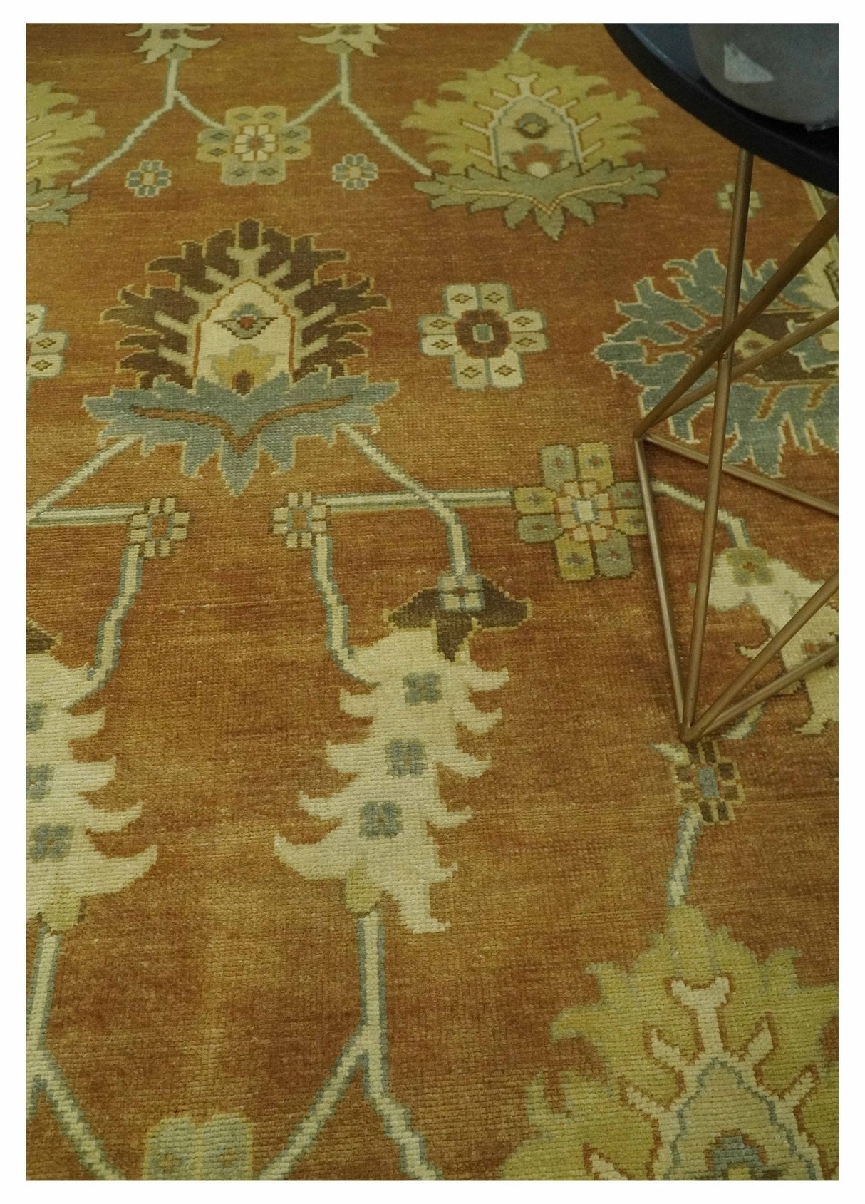 8x10 Hand Knotted Traditional Oushak Rust and Beige Area Rug