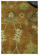 8x10 Hand Knotted Traditional Oushak Rust and Beige Area Rug