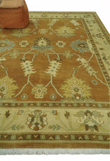 8x10 Hand Knotted Traditional Oushak Rust and Beige Area Rug