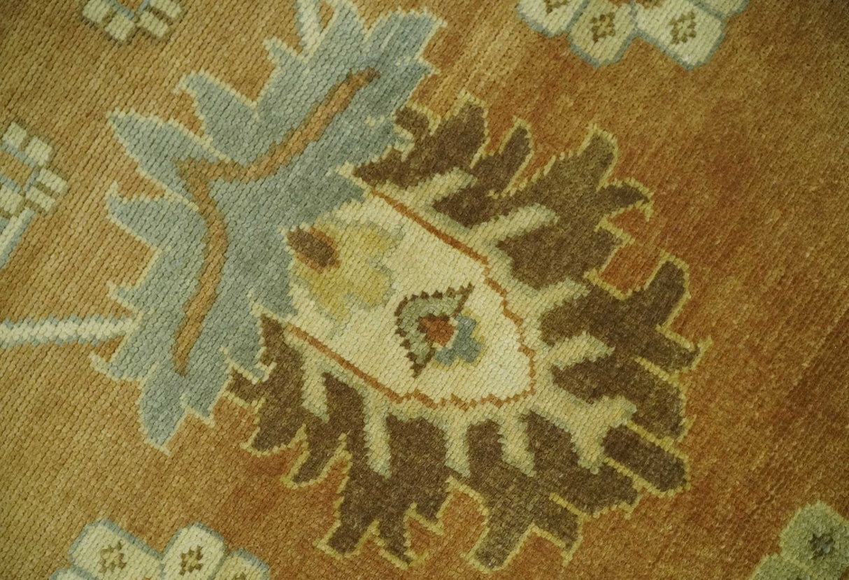 8x10 Hand Knotted Traditional Oushak Rust and Beige Area Rug
