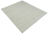 8x10 Hand Knotted Woolen Modern Contemporary Beige and Ivory Tribal Area Rug