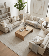 8x10 Hand Knotted Woolen Modern Contemporary Beige and Ivory Tribal Area Rug