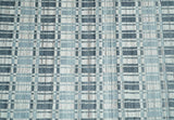 8x10 Hand Made Checkered Beige, Blue and Charcoal Blended Wool Area Rug