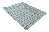 8x10 Hand Made Checkered Beige, Blue and Charcoal Blended Wool Area Rug