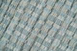 8x10 Hand Made Checkered Blue and Ivory Blended Wool Area Rug