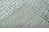 8x10 Hand Made Checkered Blue and Ivory Blended Wool Area Rug