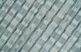 8x10 Hand Made Checkered Ivory, Teal and Gray Blended Wool Flatwoven Area Rug