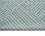 8x10 Hand Made Checkered Ivory, Teal and Gray Blended Wool Flatwoven Area Rug