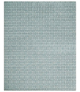 8x10 Hand Made Checkered Ivory, Teal and Gray Blended Wool Flatwoven Area Rug