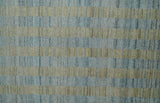 8x10 Hand Made Modern Stripes Camel and Silver Blended Wool Flatwoven Area Rug