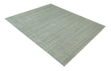 8x10 Hand Made Modern Stripes Camel and Silver Blended Wool Flatwoven Area Rug