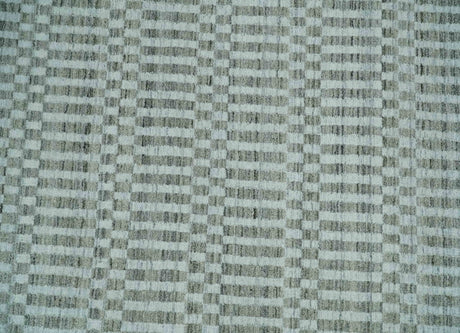 8x10 Hand Made Modern Trellis Ivory and Brown Wool Flatwoven Area Rug