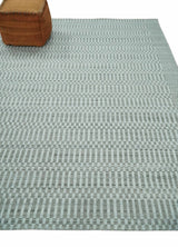 8x10 Hand Made Modern Trellis Ivory and Brown Wool Flatwoven Area Rug