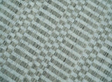 8x10 Hand Made Modern Trellis Ivory and Brown Wool Flatwoven Area Rug