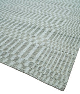 8x10 Hand Made Modern Trellis Ivory and Brown Wool Flatwoven Area Rug