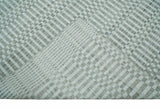 8x10 Hand Made Modern Trellis Ivory and Brown Wool Flatwoven Area Rug