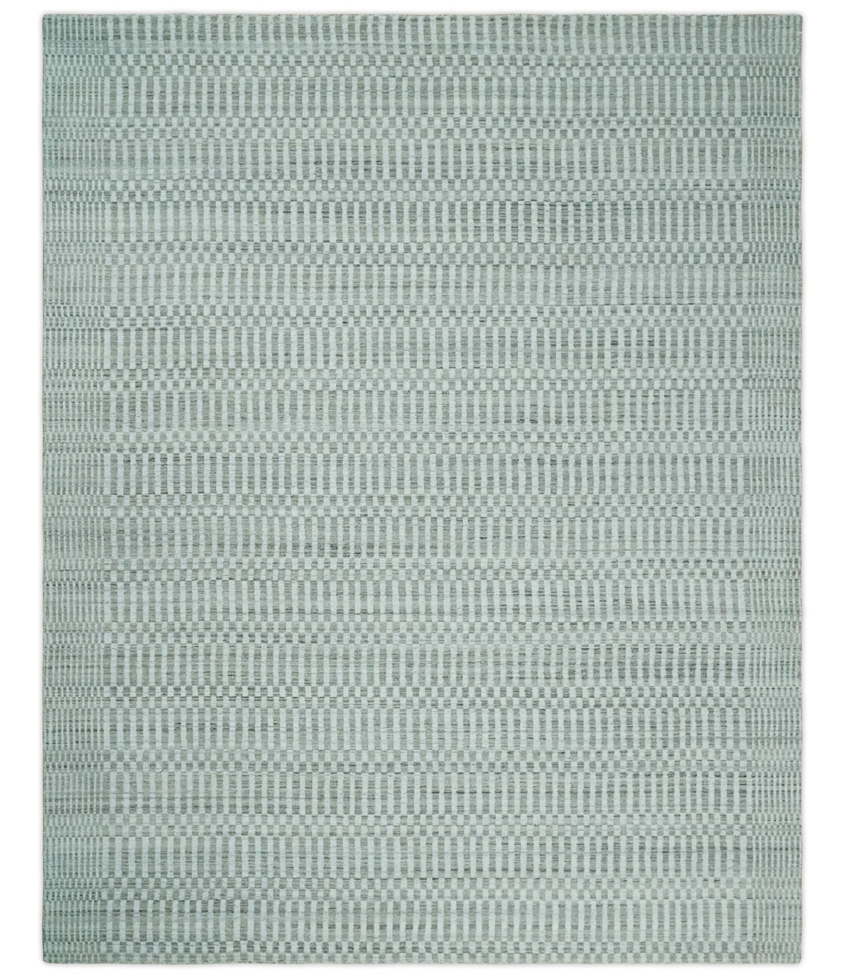 8x10 Hand Made Modern Trellis Ivory and Brown Wool Flatwoven Area Rug