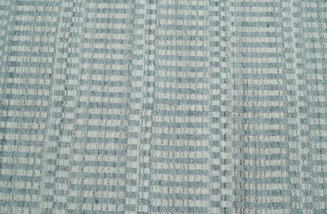 8x10 Hand Made Modern Trellis Ivory and Silver Blended Wool Area Rug