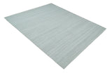8x10 Hand Made Modern Trellis Ivory and Silver Blended Wool Area Rug
