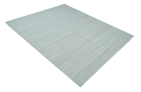 8x10 Hand Made Modern Trellis Ivory and Silver Blended Wool Area Rug