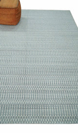 8x10 Hand Made Modern Trellis Ivory and Silver Blended Wool Area Rug