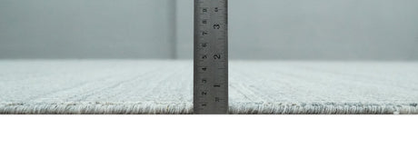 8x10 Hand Made Modern Trellis Ivory and Silver Blended Wool Area Rug