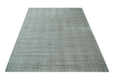 8x10 Hand Made Shaded Beige and Gray Blended Wool Flatwoven Area Rug