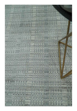 8x10 Hand Made Shaded Beige and Gray Blended Wool Flatwoven Area Rug