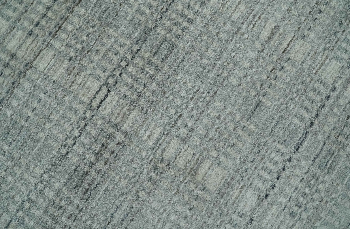 8x10 Hand Made Shaded Beige and Gray Blended Wool Flatwoven Area Rug