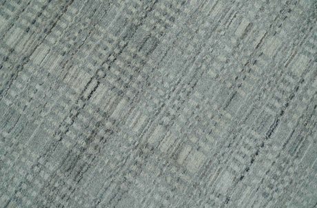 8x10 Hand Made Shaded Beige and Gray Blended Wool Flatwoven Area Rug