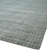8x10 Hand Made Shaded Beige and Gray Blended Wool Flatwoven Area Rug