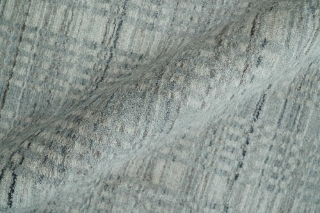 8x10 Hand Made Shaded Beige and Gray Blended Wool Flatwoven Area Rug