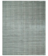 8x10 Hand Made Shaded Beige and Gray Blended Wool Flatwoven Area Rug