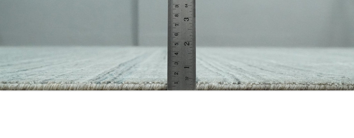 8x10 Hand Made Shaded White and Gray Blended Wool Flatwoven Area Rug