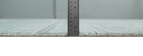 8x10 Hand Made Shaded White and Gray Blended Wool Flatwoven Area Rug