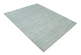 8x10 Hand Made Shaded White and Gray Blended Wool Flatwoven Area Rug