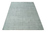 8x10 Hand Made Shaded White and Gray Blended Wool Flatwoven Area Rug