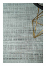 8x10 Hand Made Shaded White and Gray Blended Wool Flatwoven Area Rug