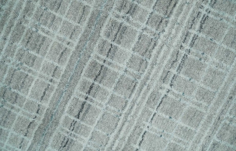 8x10 Hand Made Shaded White and Gray Blended Wool Flatwoven Area Rug